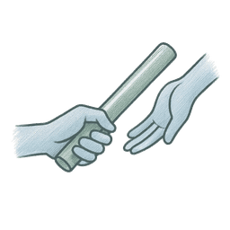 Aufbauen, übergeben, raus